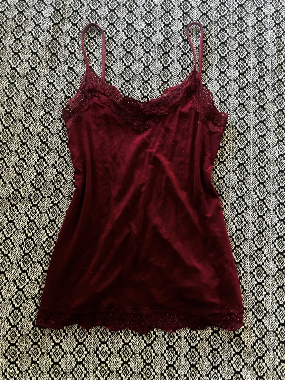 Lace-Trim Spaghetti Strap Cami - Burgundy